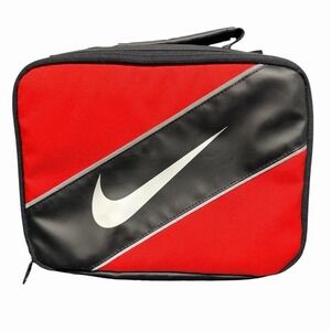Nike Red Black Insulated Lunch Bag Cooler Zip Carry Case‎